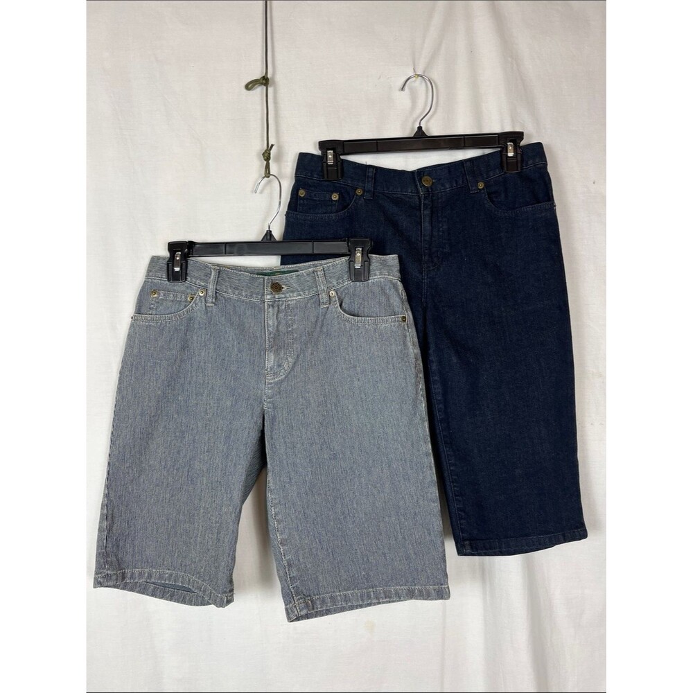 Lauren Ralph Lauren Bundle of Two Y2K Bermuda Denim Shorts Pinstripe